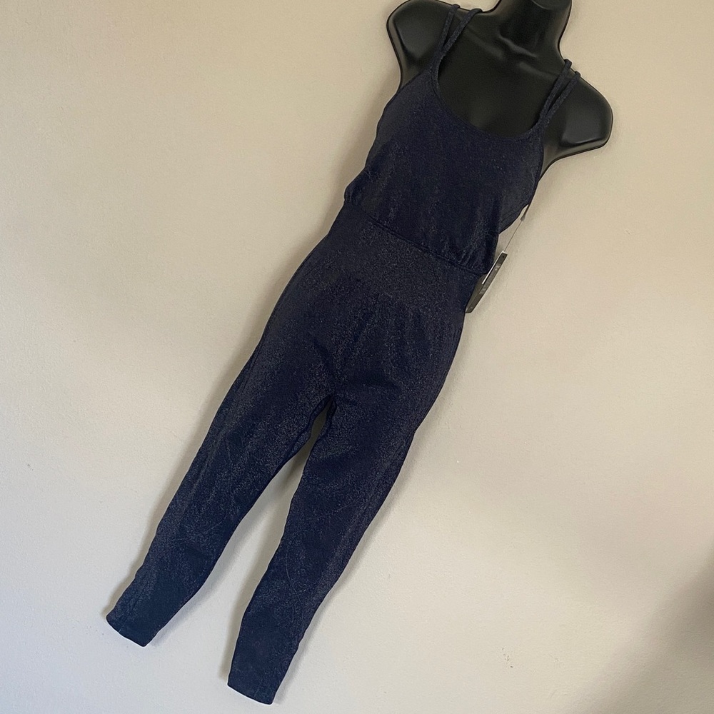 Fabletics Shimmering Navy Blue Seamless Jumpsuit NWTs - Picture 4 of 13